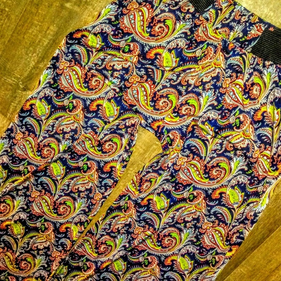Pants One Size Full Leg Palazzo Paisley Print - Picture 6 of 10